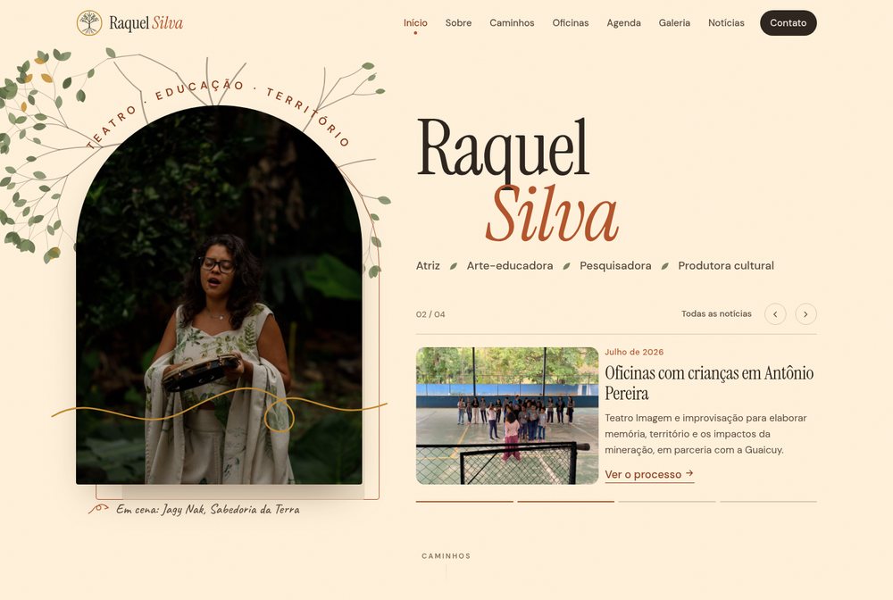 Home page of Raquel Silva's website